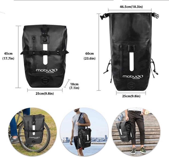 Immagine prodotto Mobygo Borsa impermeabile per bicicletta CB25L, nero (27 l, Borsa portapacchi)