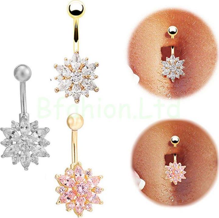 Produktbild Hermex Piercing Bauchnabel Stecker Blumenform mit Strassteinen GOLD