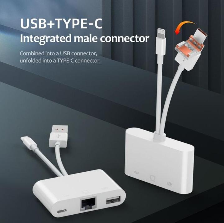 Image du produit PowerGuard DualHeadConnect USB-C/USB-A Lightning USB Ethernet & Charge-In (USB-A, USB-C, Lightning)