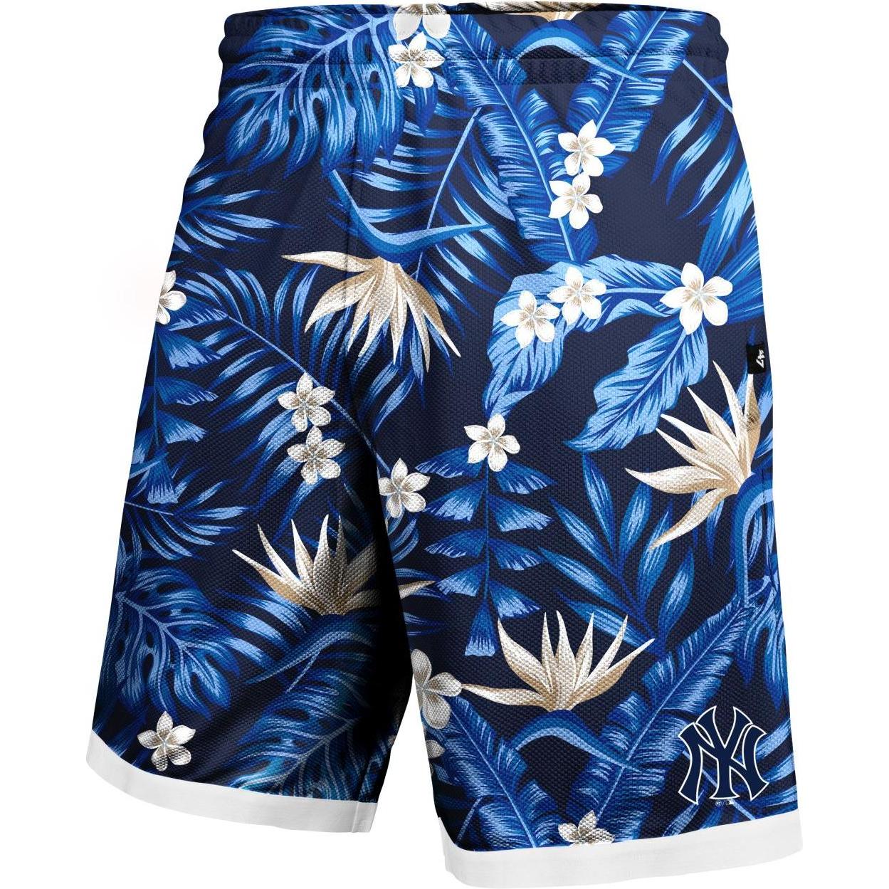 47 Brand, Herren, Shorts, MLB Mesh Shorts - FLORAL New York Yankees - M, Violett, (M)