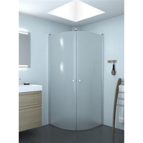 Dansani, Duschkabine + Duschwand, Halvrund dør 200x72-74cm satin/isglas