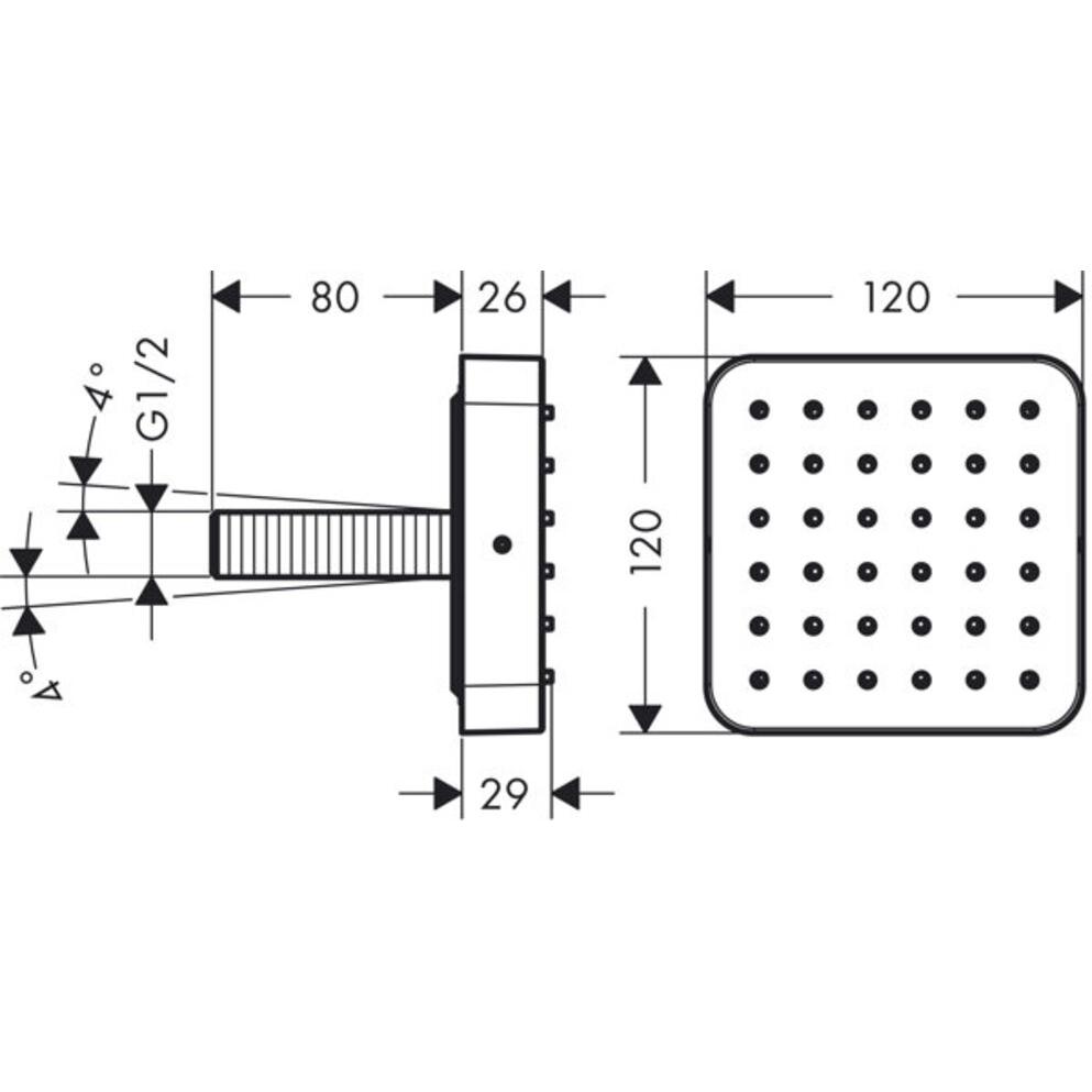 Thumbnail - hansgrohe, Duschbrause, Brausemodul AXOR CITTERIO E DN 15, Unterputz 12x12 chrom (1 Strahlarten, 5.30 l/min)