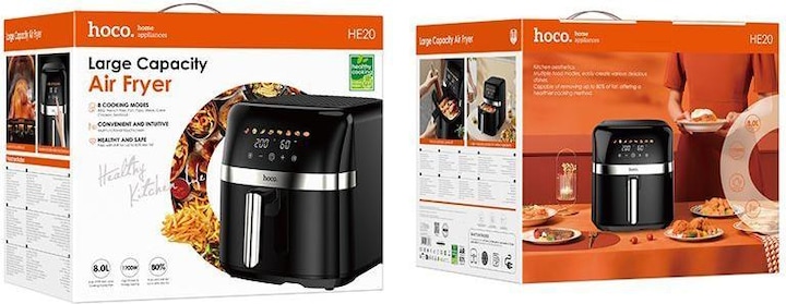 Actual product image Hoco Other Air Fryer with touch screen 8L 1700W HE20 black