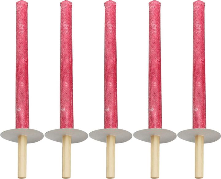 St. Leonhard 5er-Set Wachsfackeln mit Holzgriff und Handschutzteller, Brenndauer ca. 60 min