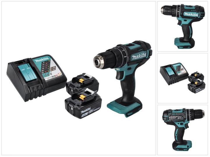 Produktbild Makita DHP 482 RT Akku Schlagbohrschrauber 18 V 62 Nm + 2x Akku 5,0 Ah + Ladegerät (Akkubetrieb)