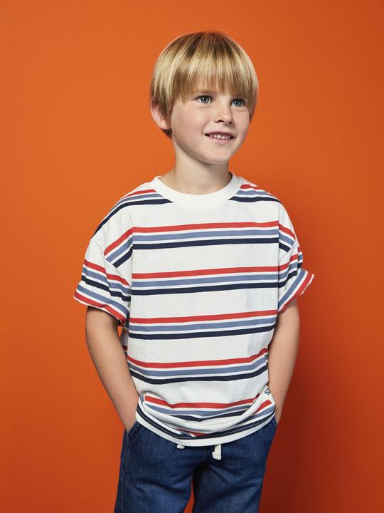 Actual product image Vertbaudet Gestreiftes Jungen T-Shirt HAPPY LA mit Recycling-Baumwolle (152)
