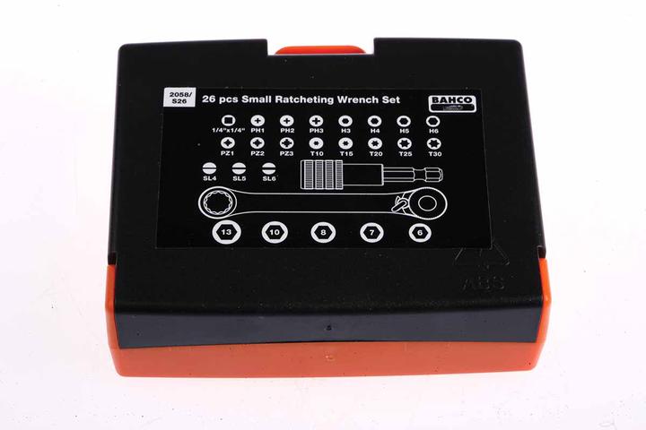 Actual product image Bahco Bit socket spanner set with 1/4" bit ratchet and adapter for slotted/Phillips/Pozidriv/TORX/Sechsk