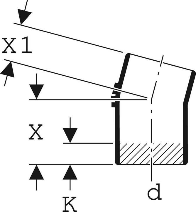 Productafbeelding Geberit Stil-db20 bøjn. 15° 75mm - 307.150.14.1
