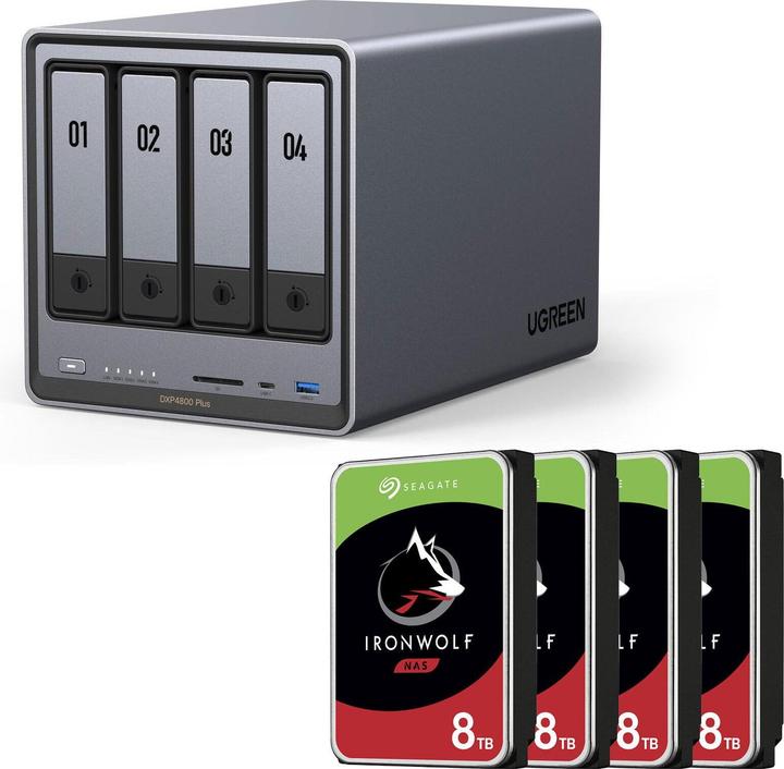Produktbild Ugreen NASync DXP4800 Plus + SEAGATE Festplatte 32 TB (4 x 8 TB) (4 x 8 TB, Seagate Ironwolf)