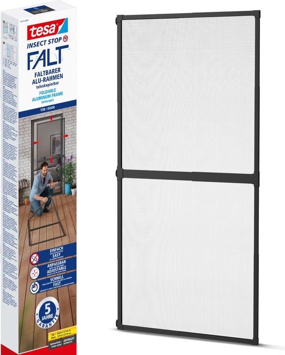 Actual product image tesa FALT Insect screen for doors, size-adjustable aluminium frame, foldable (100 x 220 cm)