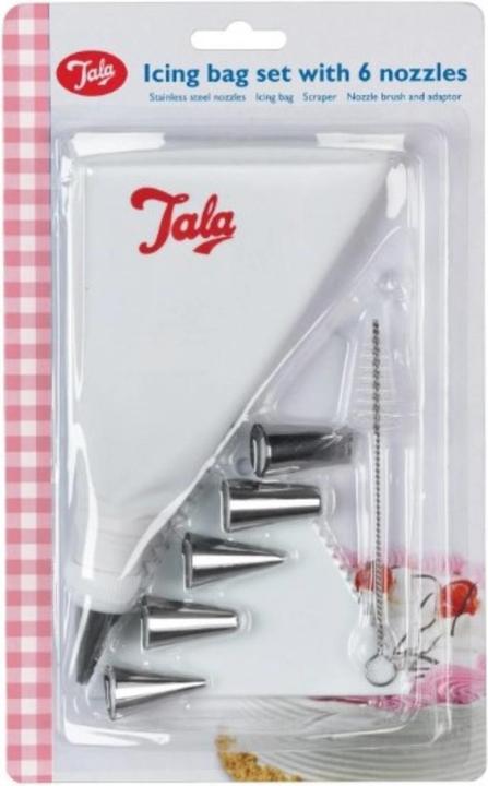 Image du produit Tala Jeu de pochettes avec 6 accessoires, racleur et brosse, sur carte (Kit de poches à douille)