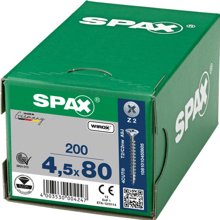 Actual product image Spax Countersunk Multi Head Cross Recess Z2 Fully Threaded Wirox (200 Screws per piece)