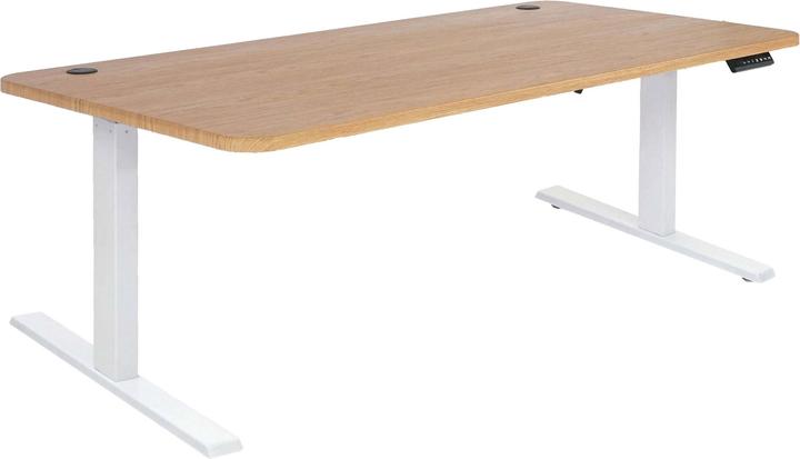Produktbild Swisshandel24 Schreibtisch, Computertisch, elektrisch höhenverstellbar 160x80cm 53kg braun Struktur, weiss (160 x 80 x 121 cm)