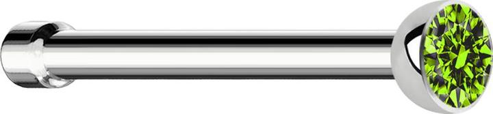 Actual product image Star Piercing Nose stud straight silver with crystal light green (without brass, Surgical steel 316L)