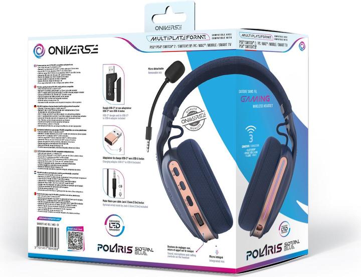 Produktbild Oniverse Polaris Wireless Gaming Headset, Navy Blue (Kabelgebunden, Kabellos)