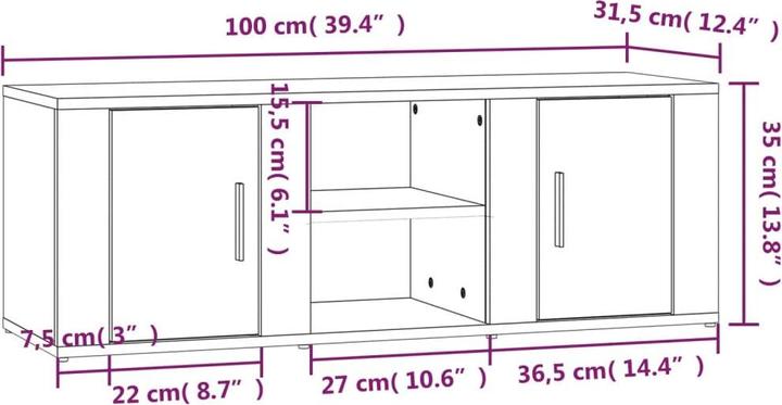 Immagine prodotto vidaXL TV-Schrank (100 x 31.50 x 35 cm)