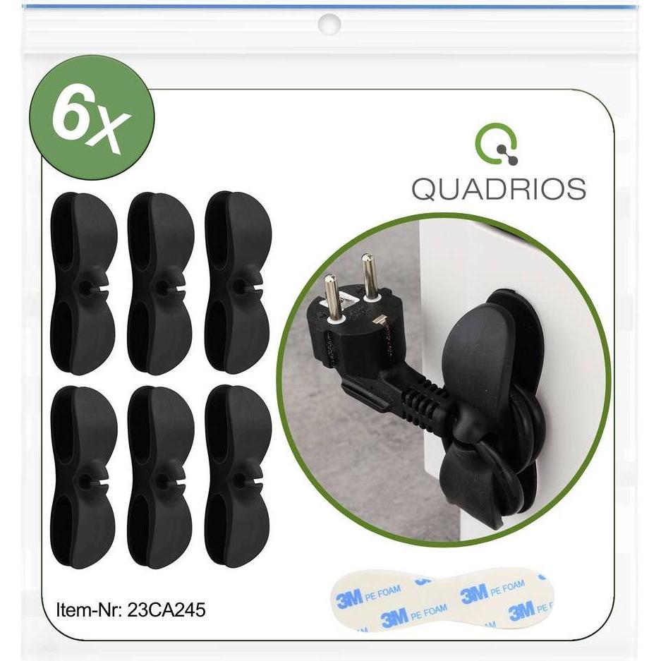 Quadrios, Kabelhalter, 23CA245 Kabelhalter selbstklebend 23CA245 Schwarz 6 St.