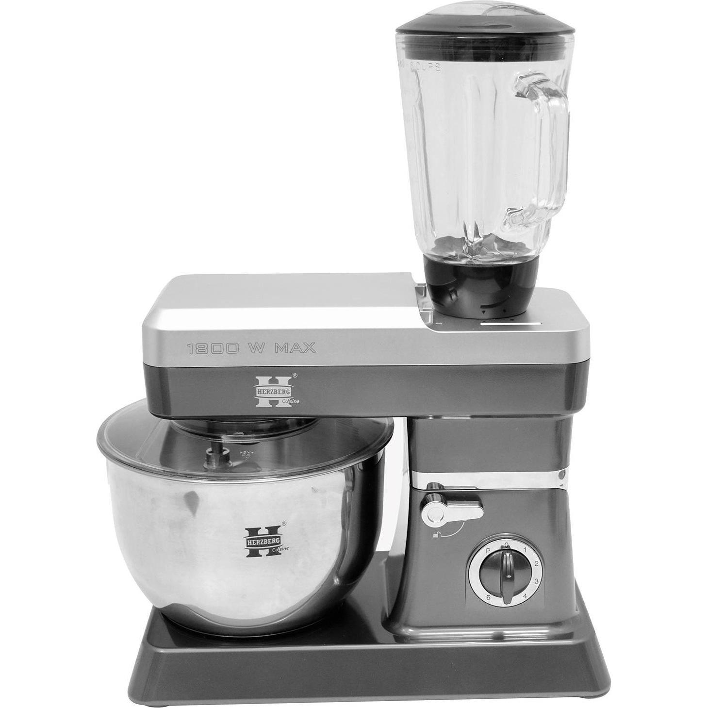 JTI Standmixer, Küchenmaschine 1200 W, 6,5 Liter - Silber, Standmixer, Silber