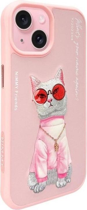 Actual product image GCS Nimmy case iPhone 15 6.1" pink Glasses Cool Cat (Apple iPhone 15)