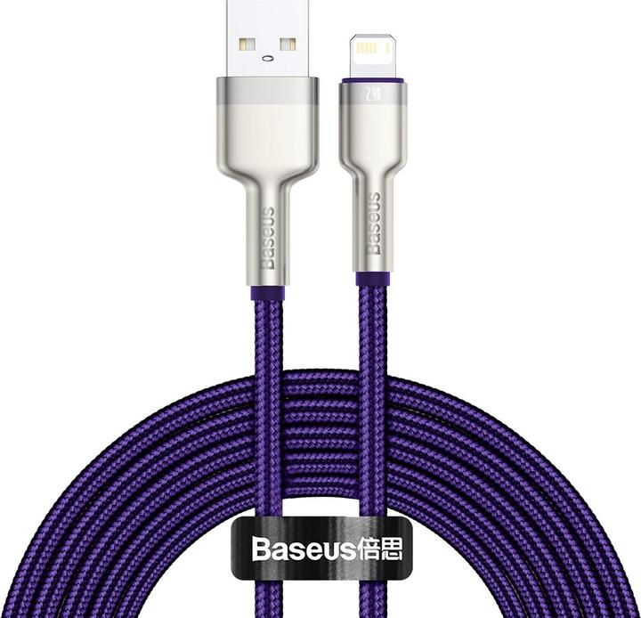 Actual product image Baseus USB cable for Lightning Cafule, 2.4A, 2m (purple) (2 m, USB 2.0, 10 W)