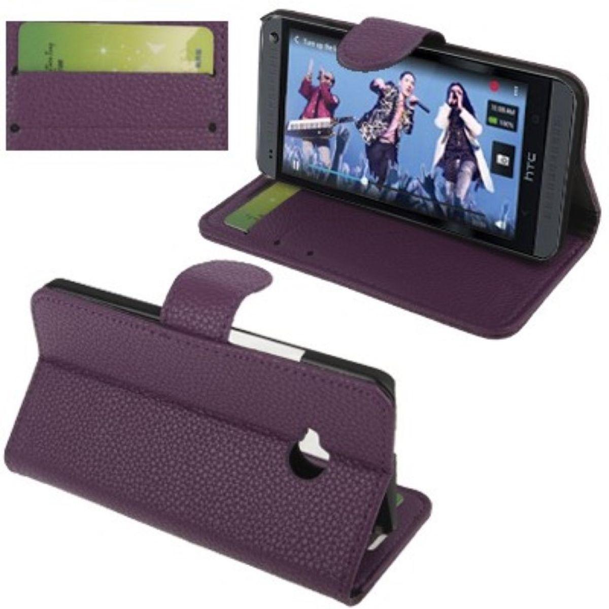 König Design Handyhülle Horizontal Flip mit Credit Card Slots für HTC One M7 Violett, Handykette, Violett