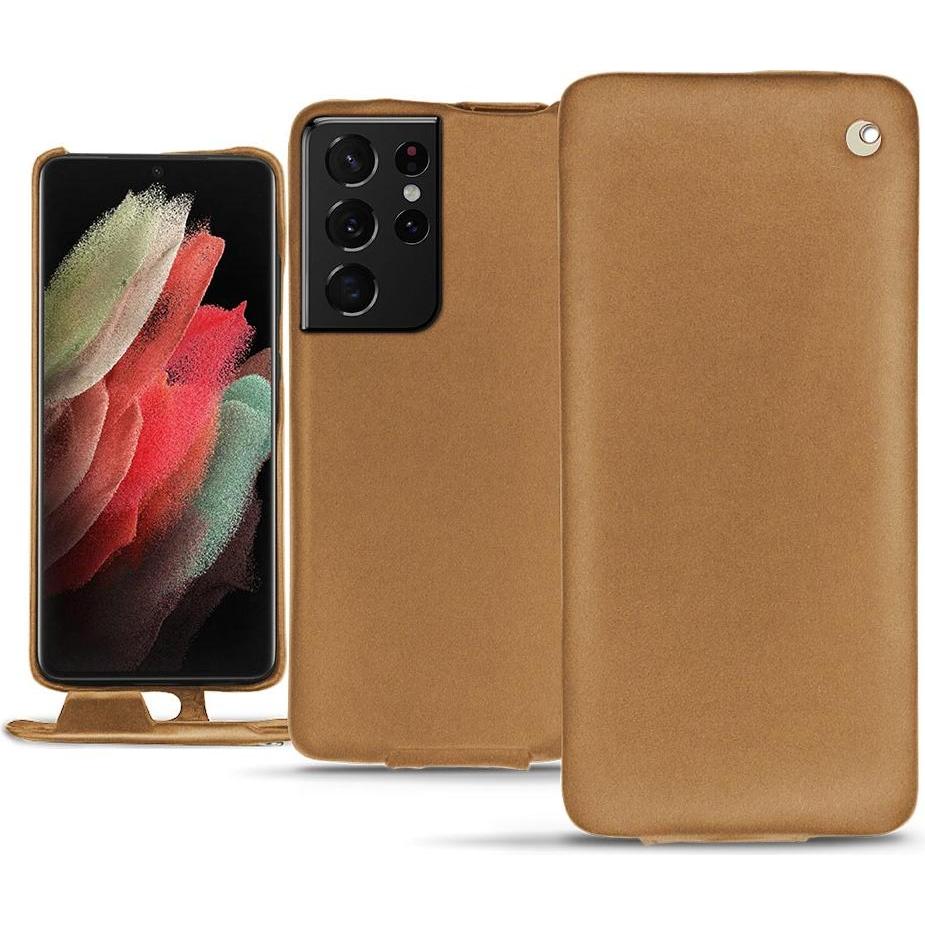 Noreve Lederschutzhülle vertikal (Samsung Galaxy S21 Ultra), Smartphone Hülle, Beige