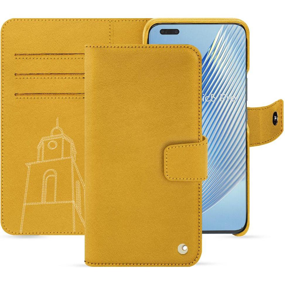 Noreve Lederschutzhülle Honor Magic5 Pro (Honor Magic5 Pro), Smartphone Hülle, Orange