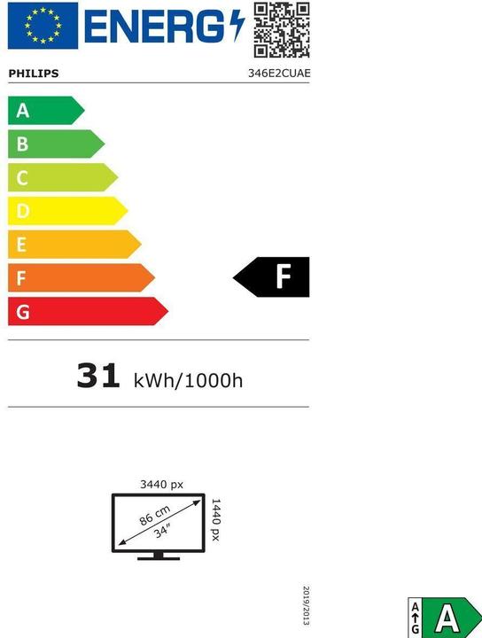 Energielabel Philips 346E2CUAE/00 (3440 x 1440 pixels, 34")