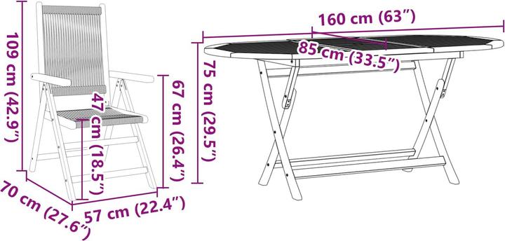 Produktbild vidaXL Outdoortisch-Set (160 x 85 x 75 cm)