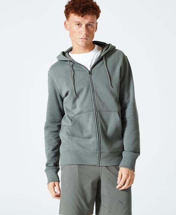 Image du produit Domyos Sweat zippé à capuche de fitness en molleton homme, vert kaki (XL)