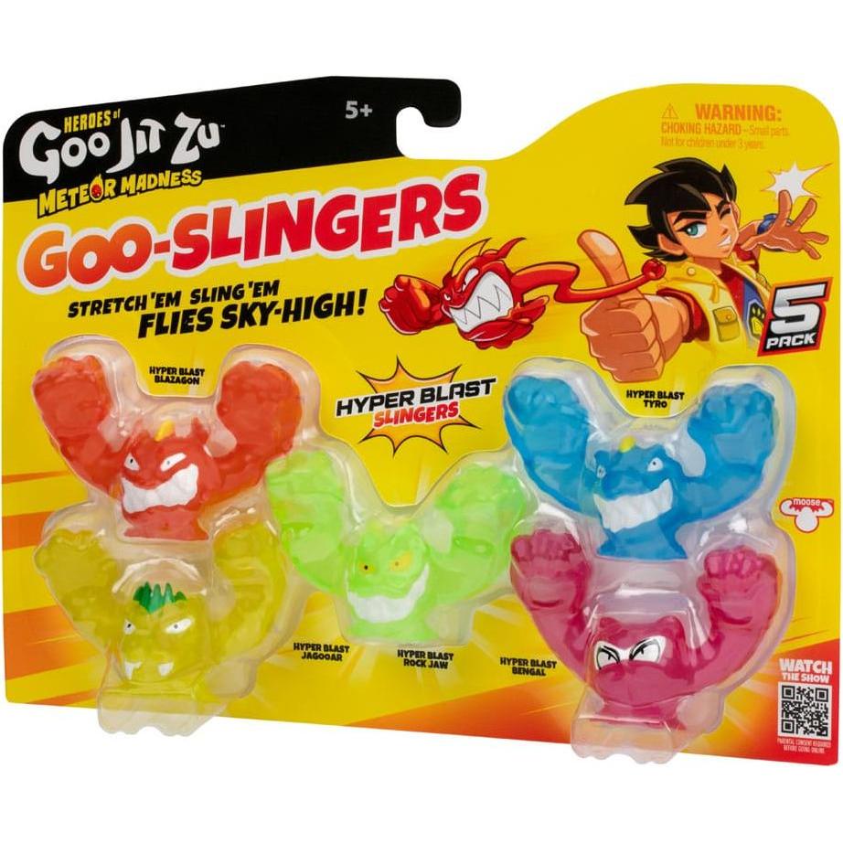 Moose Heroes of Goo Jit Zu Meteor Madness Dehnbare Figuren 5er-Pack Goo Slingers Hyper Blast Slingers 5 cm