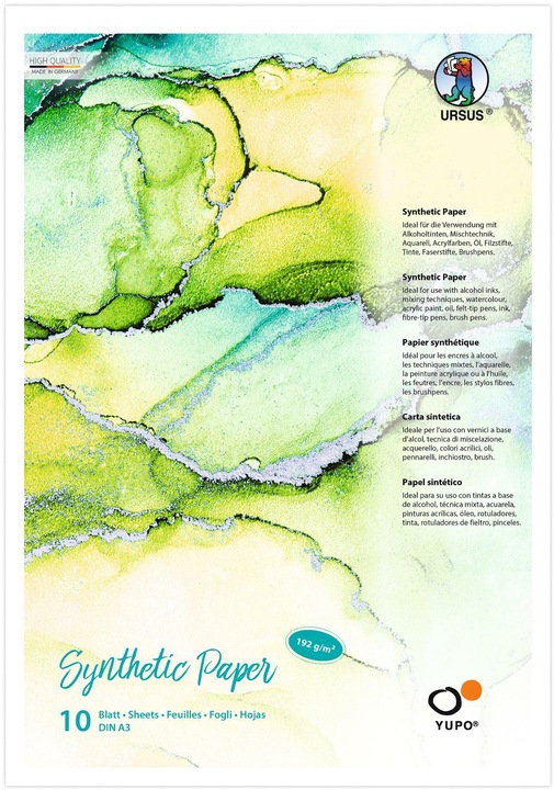 Ursus Bloc de peinture Yupo Synthetic, A3, 10 feuilles (A3)