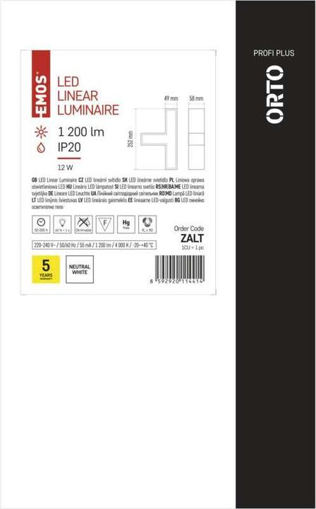 Produktbild Emos LED-Langfeldleuchte ORTO TCON 12W, neutralweiss (1200 lm)