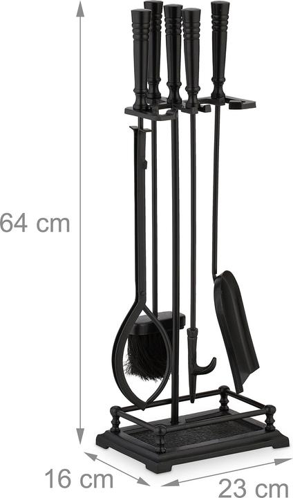 Actual product image Relaxdays 5-piece fireplace cutlery set (23 x 16 x 64 cm)