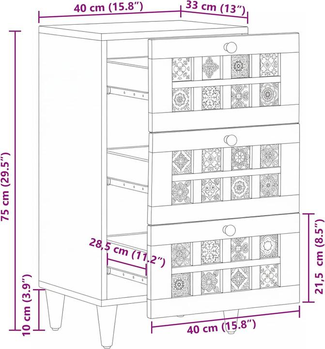 Image du produit vidaXL Sideboard (33 x 40 x 75 cm)
