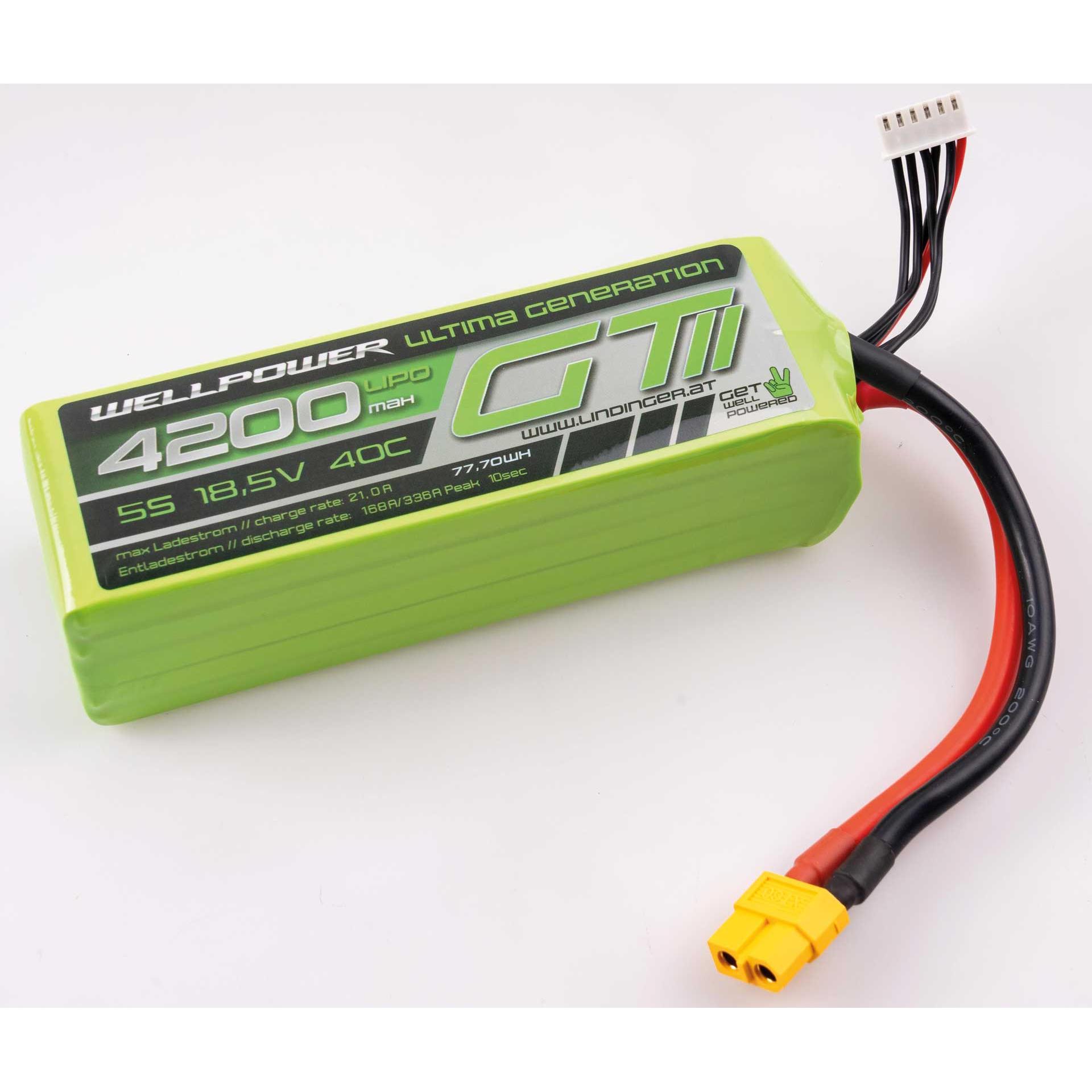 Wellpower LIPO AKKU ULTIMA GT II 4200 MAH / 18,5 Volt 5S 40/80C CH5/8 XT-60 (18.50 V, 4200 mAh)