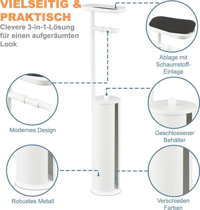 Actual product image Relaxdays WC Rollenhalter Metall mit Ablage