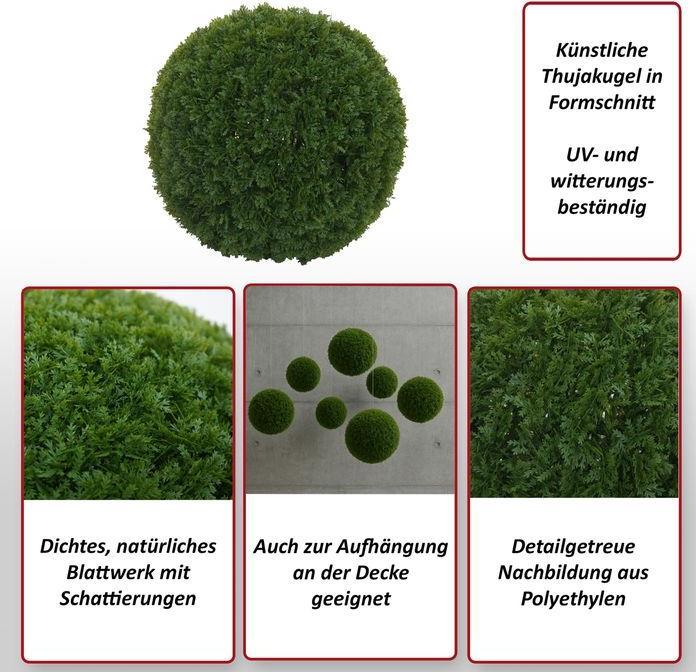 Mendler Knstlicher Busch HWC-O96, Thujakugel Outdoor, Polyethylen  32cm