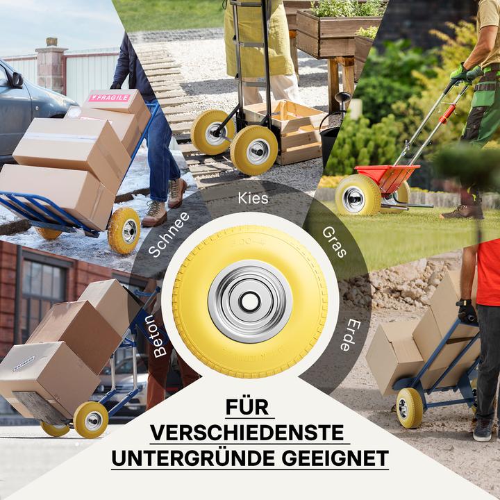 Produktbild Wiltec Schubkarren PU Rad 3.00-4 130kg Vollgummi Polyurethan Reifen pannensicher