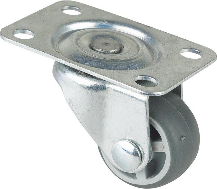 Actual product image BS Rollen Swivel castor wheel dm 25 mm load cap. 15 kg with bolt-on plate rubber grey