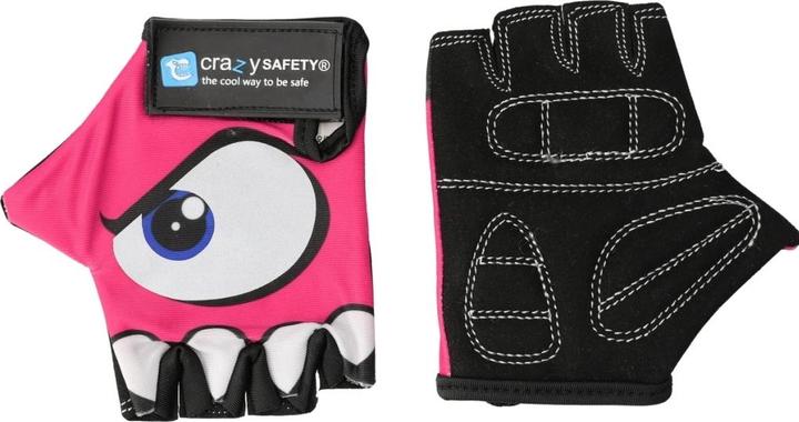Actual product image Crazy Safety Pink kids bike gloves with reflective eyes, padded palms - Pink - Size S (S)