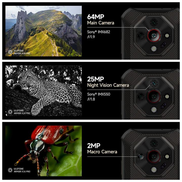 Actual product image Ulefone Armor X16 EU (128 GB, Wasteland Shadow, 6.56", Dual SIM, 4G)