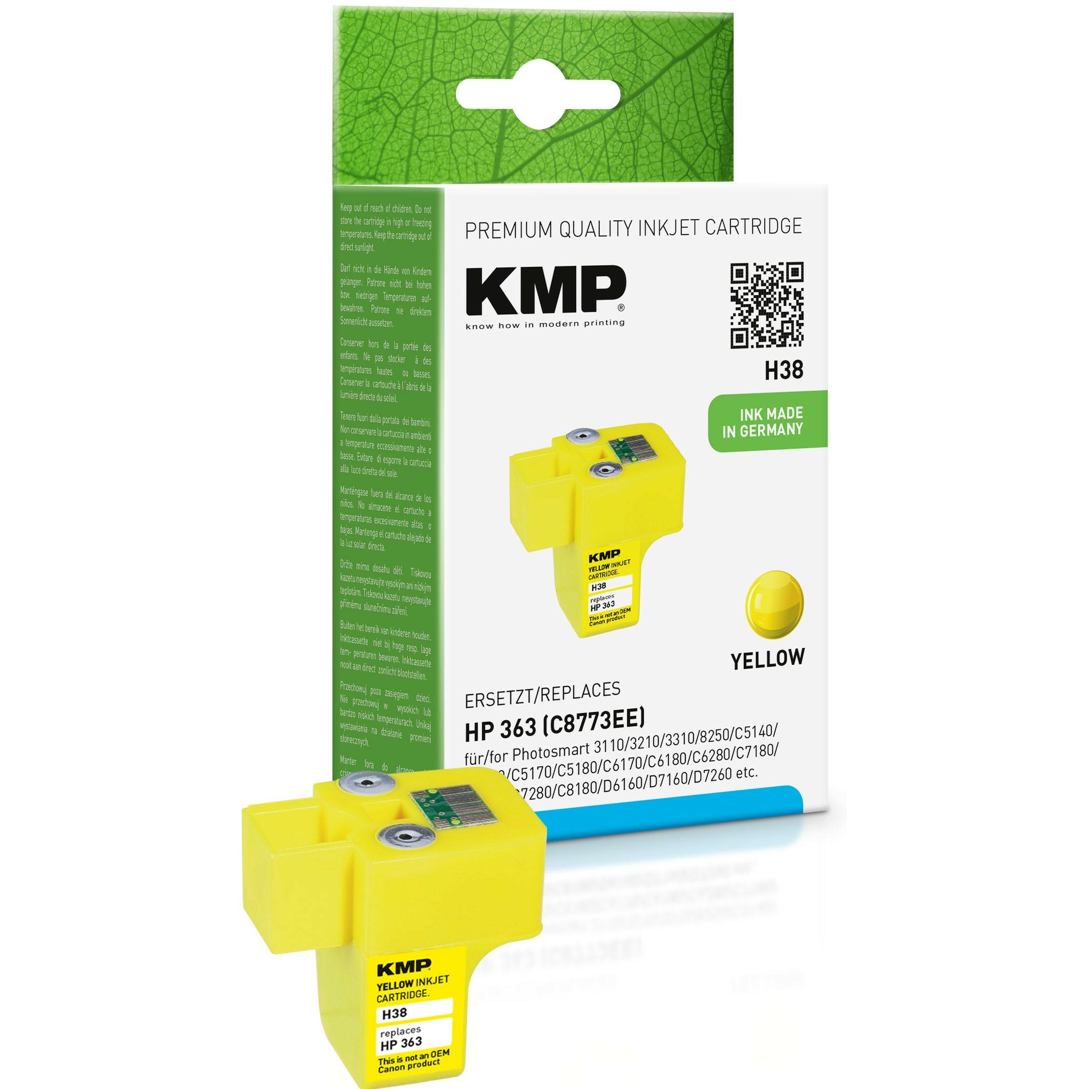KMP, Druckerpatrone, Tinte ersetzt HP363 (C8773EE) (Y)