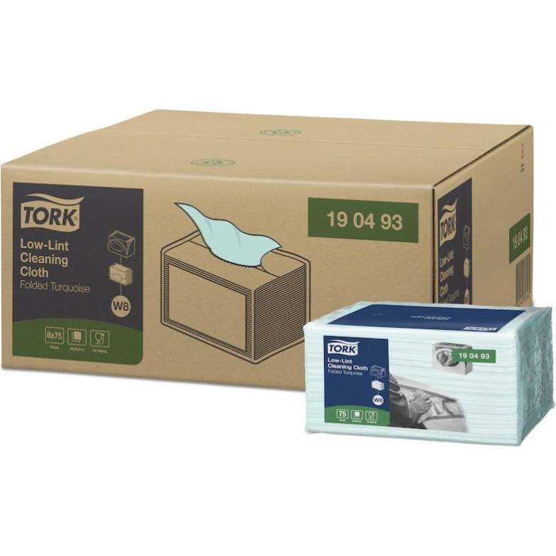Tork Low-Lint Cleaning Cloths Blue 8x75, Reinigungsutensil, Türkis