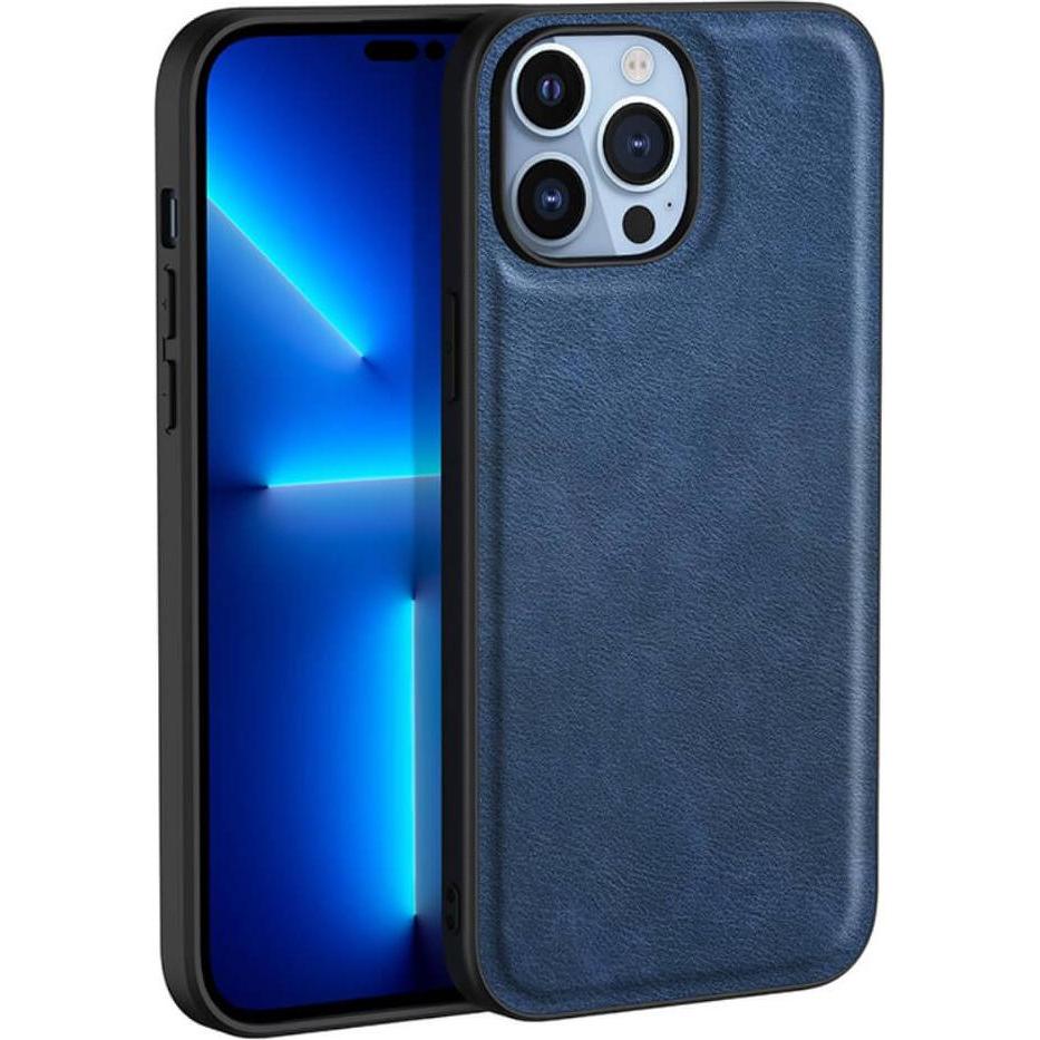 Thumbnail - Cover-Discount iPhone 15 Pro - Retro Schutzhülle mit Kunstleder dunkelblau (Apple iPhone 15 Pro), Smartphone Hülle, Blau