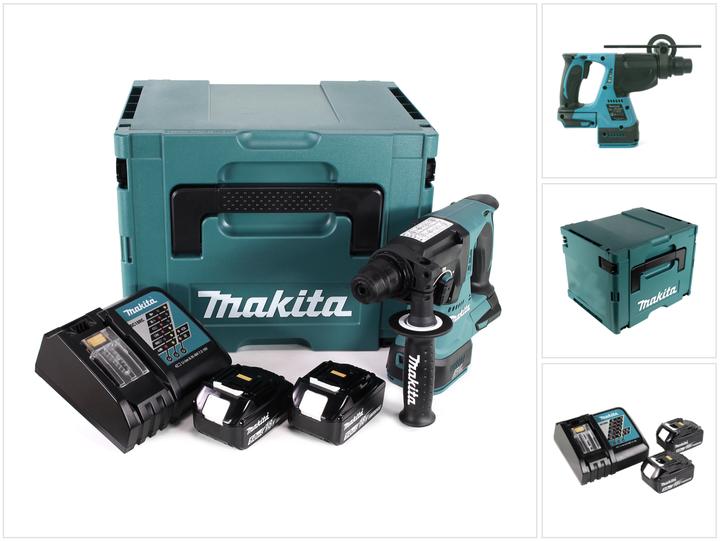 Actual product image Makita DHR 242 RTJ cordless hammer drill 18V 2,0J SDS-plus Brushless + 2x battery 5,0Ah + charger + Makpac