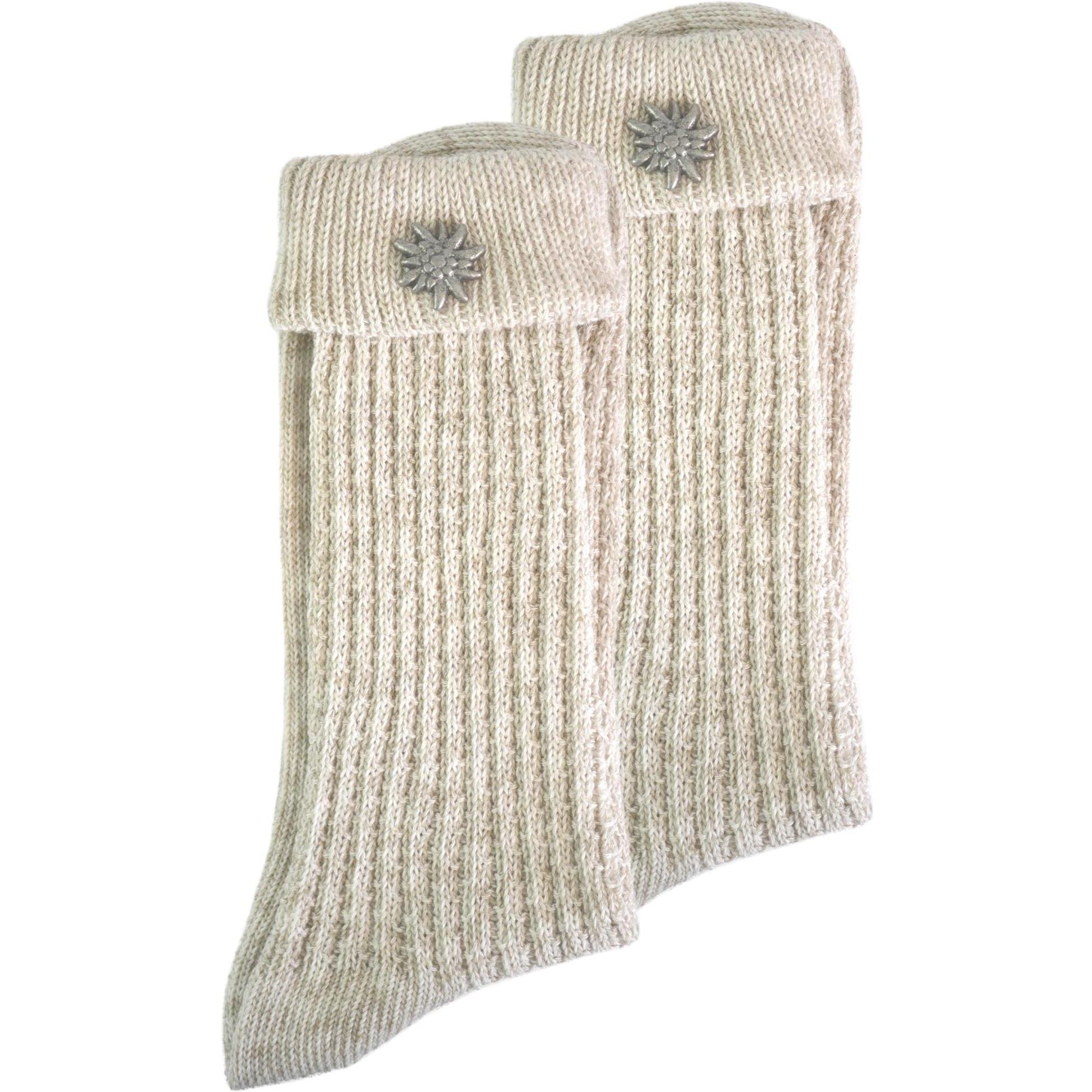 Thumbnail - Normani, Unisex, Socken, Trachtensocken mit Edelweiss-Pin, Beige, (Einzelpack, 35 - 38)