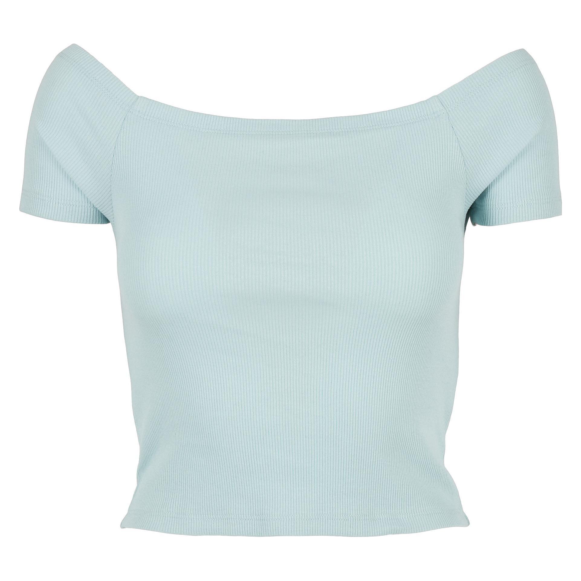 Urban Classics, Damen, Shirts, Ladies Off Shoulder Rib Tee, Blau, (3XL)