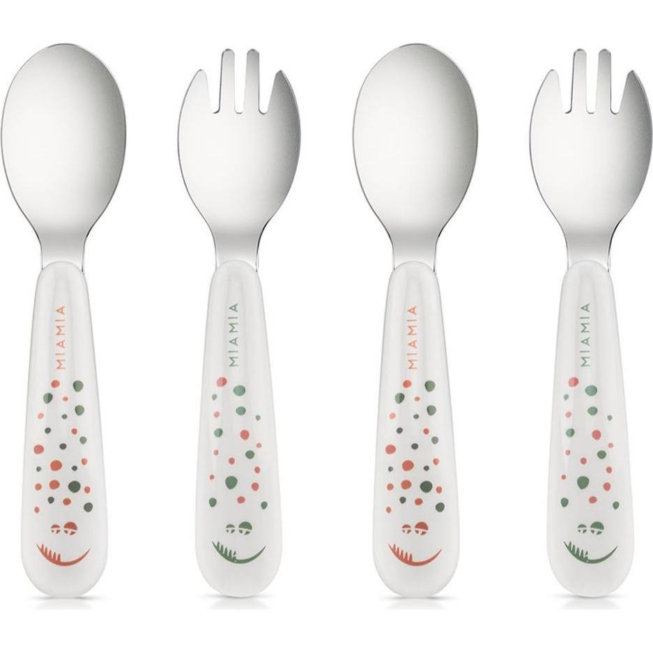MiaMia, Kindergeschirr + Kinderbesteck, Esslernbesteck Esslern Besteck-Set 4-teilig mit ergonomsichen Griffen