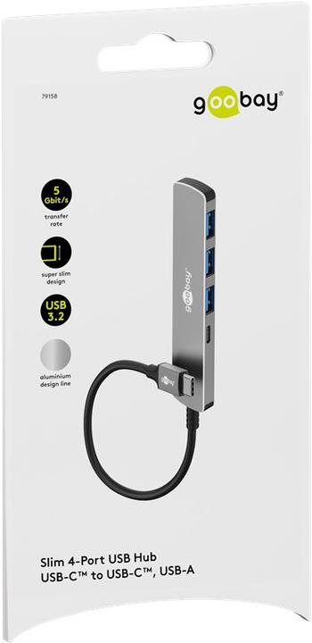 Immagine prodotto Goobay Slim 4-Port USB-Hub, USB-C auf USB-C/USB-A, 5 Gbit/s (USB-C, 4 porte)